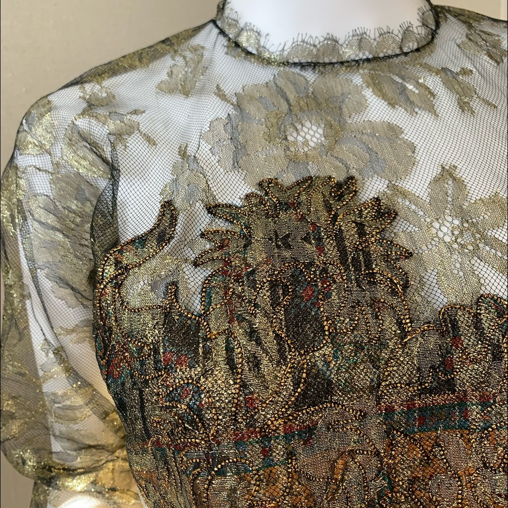 Oscar de la Renta vintage metallic lace top - Picture 7 of 16